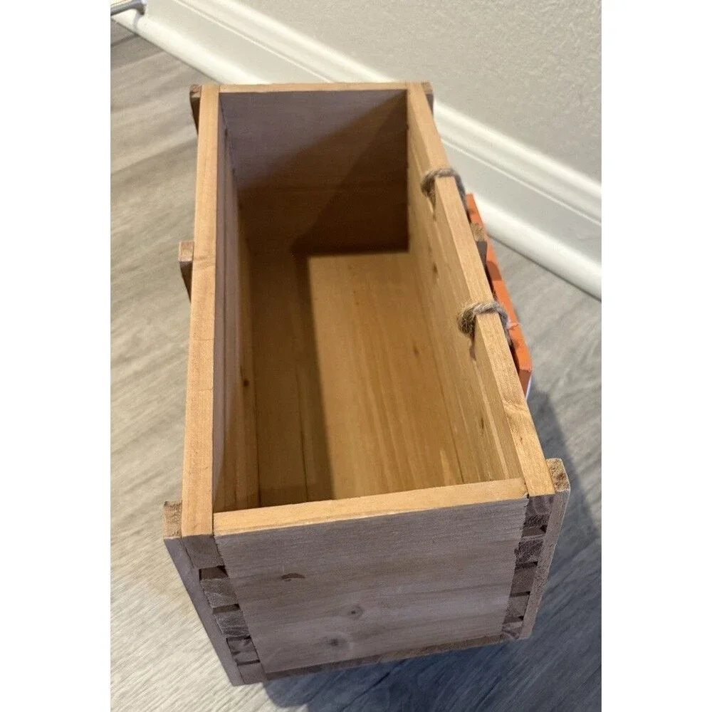 Wood Country Wagon Handcrafted Happy Harvest Basket Crate Flower box